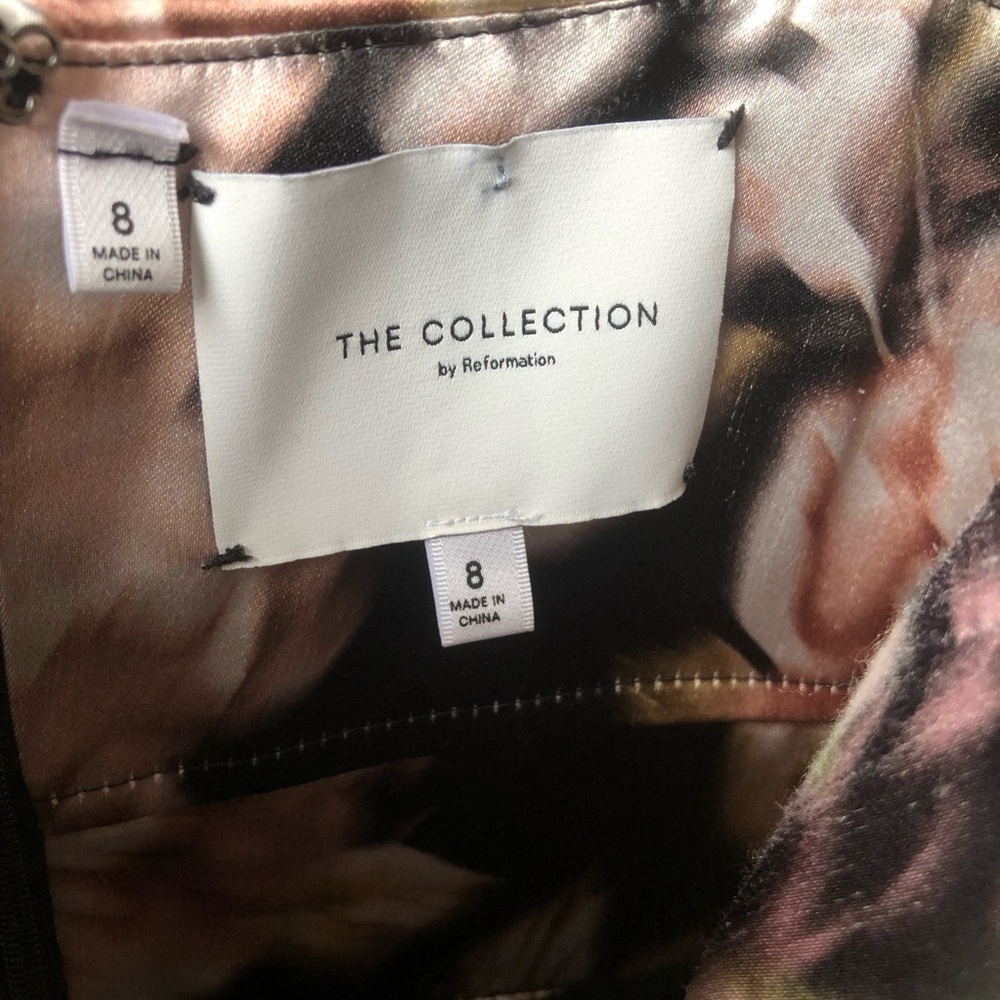 🤩💕 Sz8 Reformation The Collection Silk Pink on Black floral dress - Picture 7 of 15